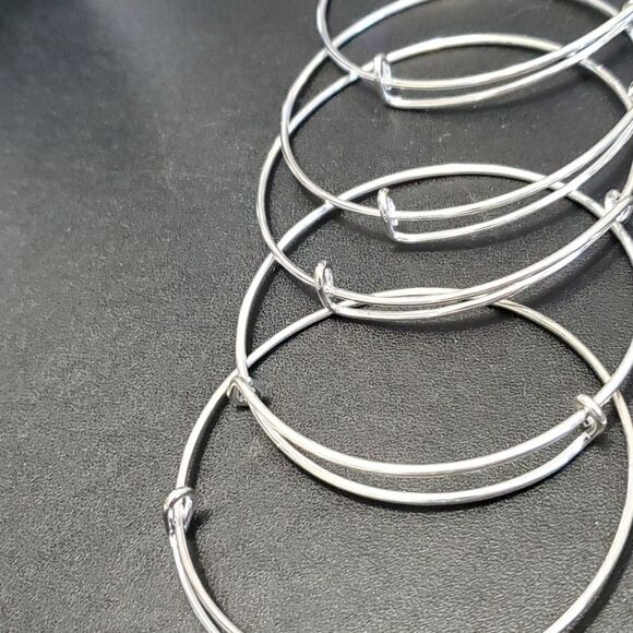 **Final Sale** Plain silver tone charm bangle bracelet lot - Picture 4 of 7